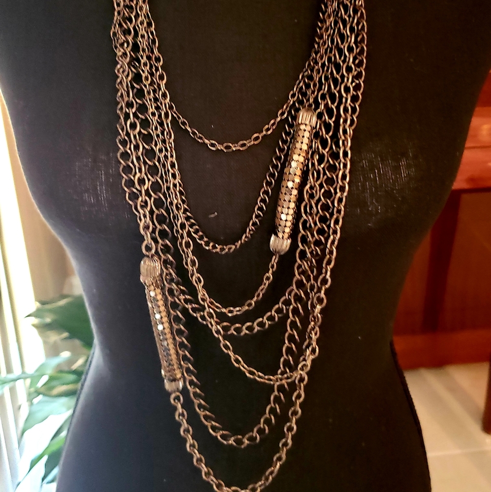 Multi strand bronze necklace